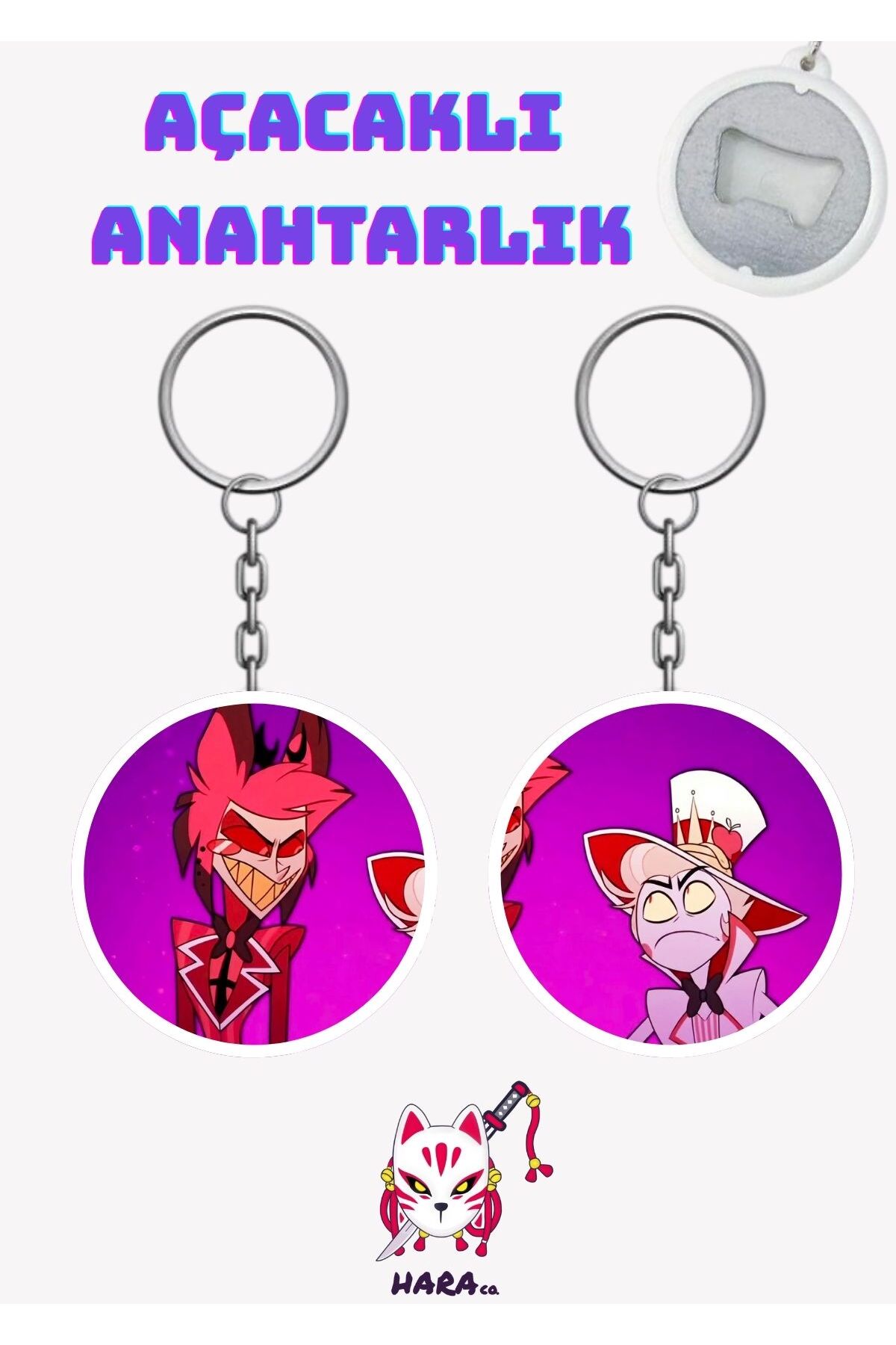Hazbin Hotel Anime Alastor and Lucifer Anime Keychain Opener Set ( 2pcs ) v2