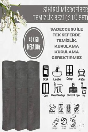 Zengin Çarşım ( 3 Adet ) 40 - 60 Cm Mikrofiber Sihirli Temizlik Bezi Leke Tut...