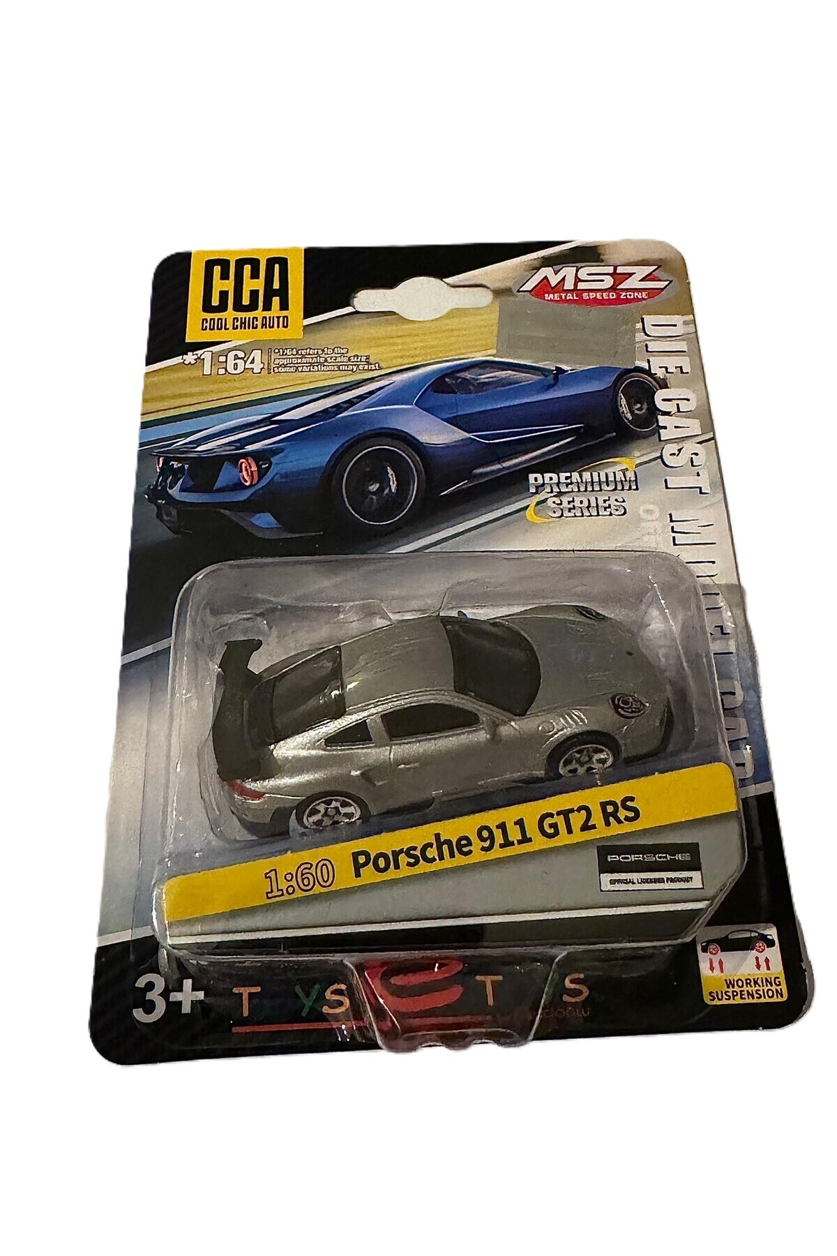 CCA Porsche 911 GT2 RS Diecast Model Araba, 1:60 Ölçek, Premium