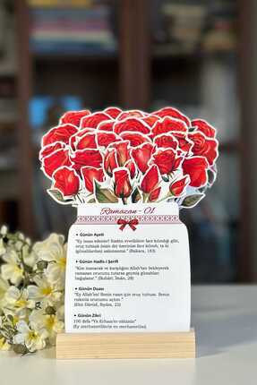 Sticker Ekspres Büyük Boy Kırmızı Gül Temalı Çiçekli Ramazan Takvimi - 30 Gün...