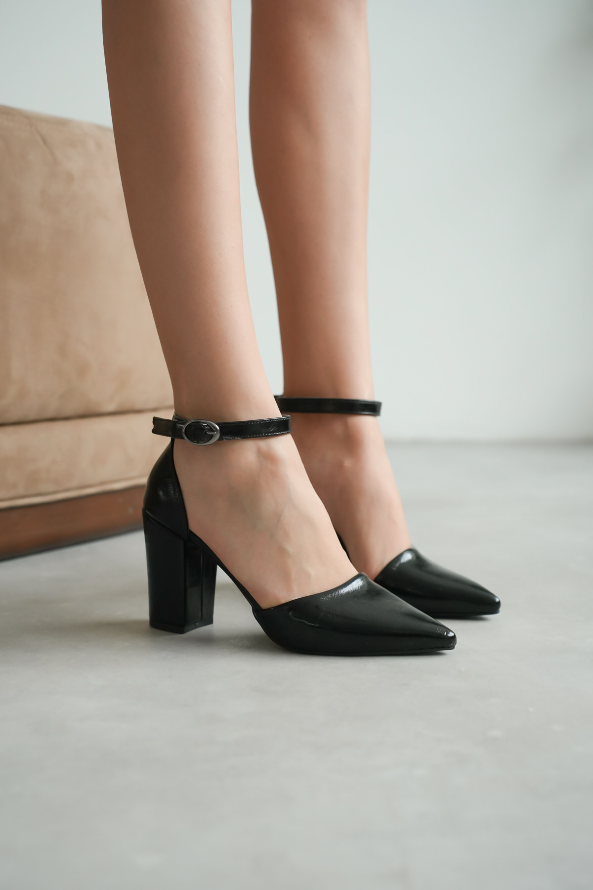 NOCTA SHOES PRENSES SİYAH rugan topuklu ayakkabı görsel 4