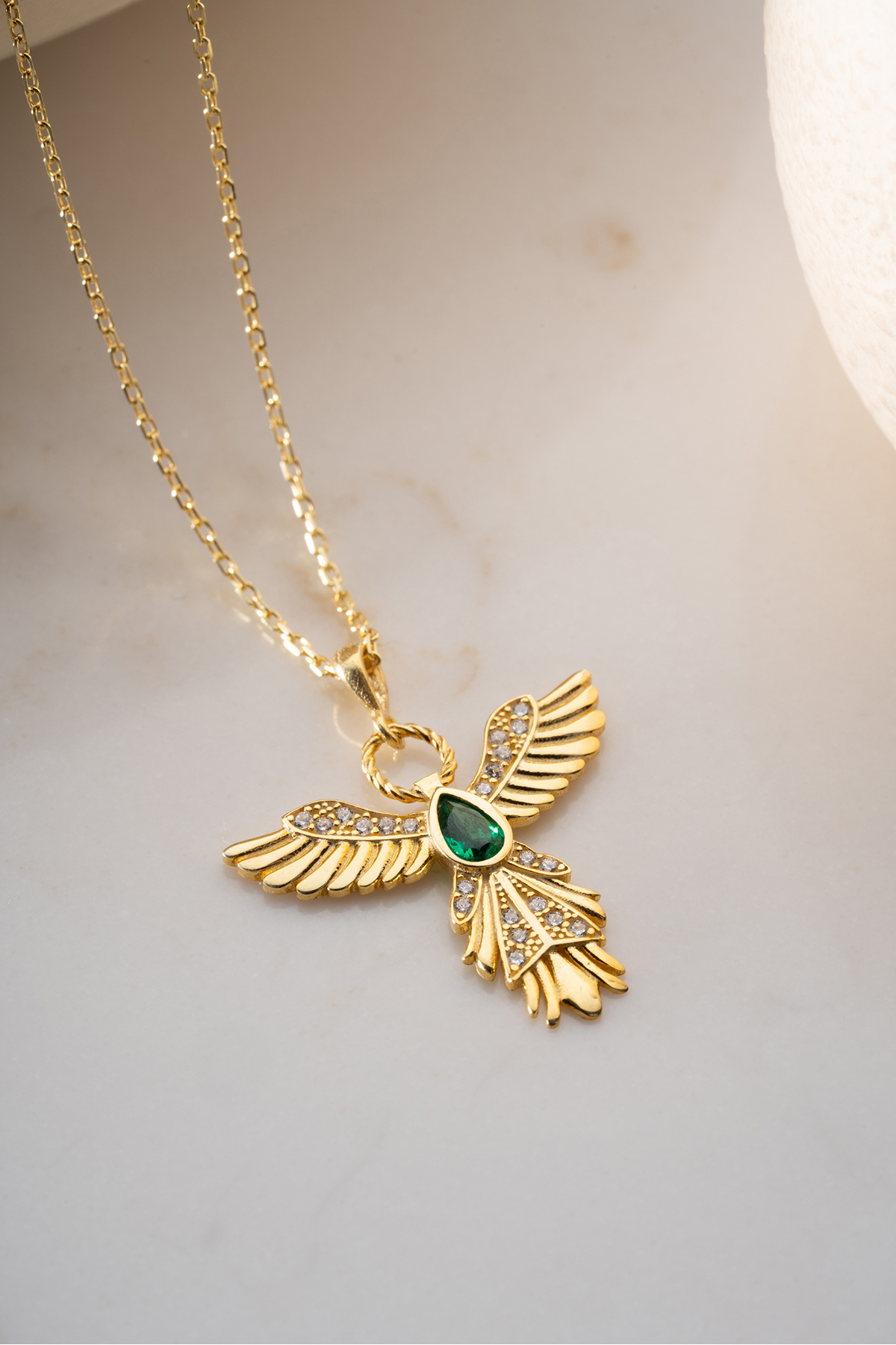 Silvano Jewelry 925 Ayar Gümüş Altın Kaplama Anka Kuşu Kolye görsel 5