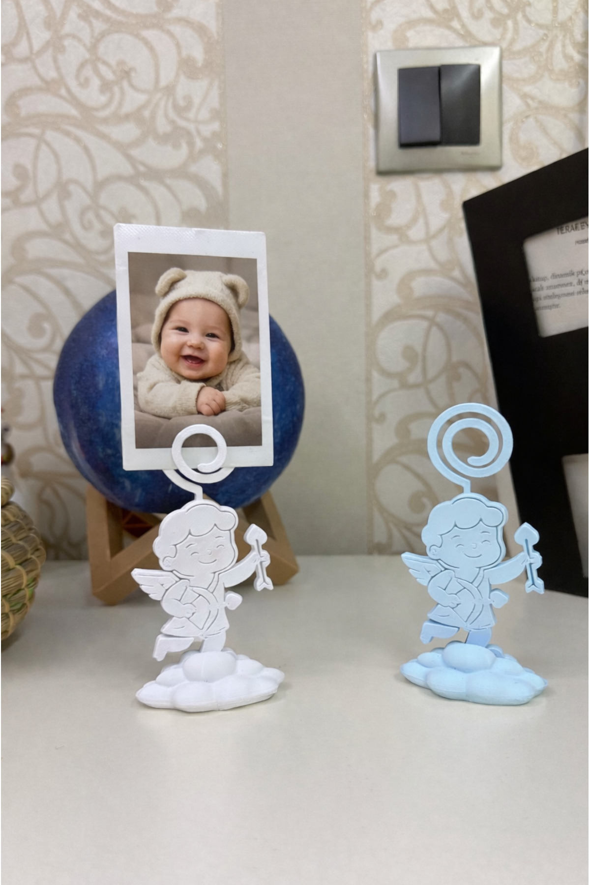 hobier 2 Adet Beyaz, Mavi Fotoğraf Tutucu, Bebek Odası, Tatlı Dekor, Hatıra, Not Tutucu fotoğrafı 4 (önizleme)