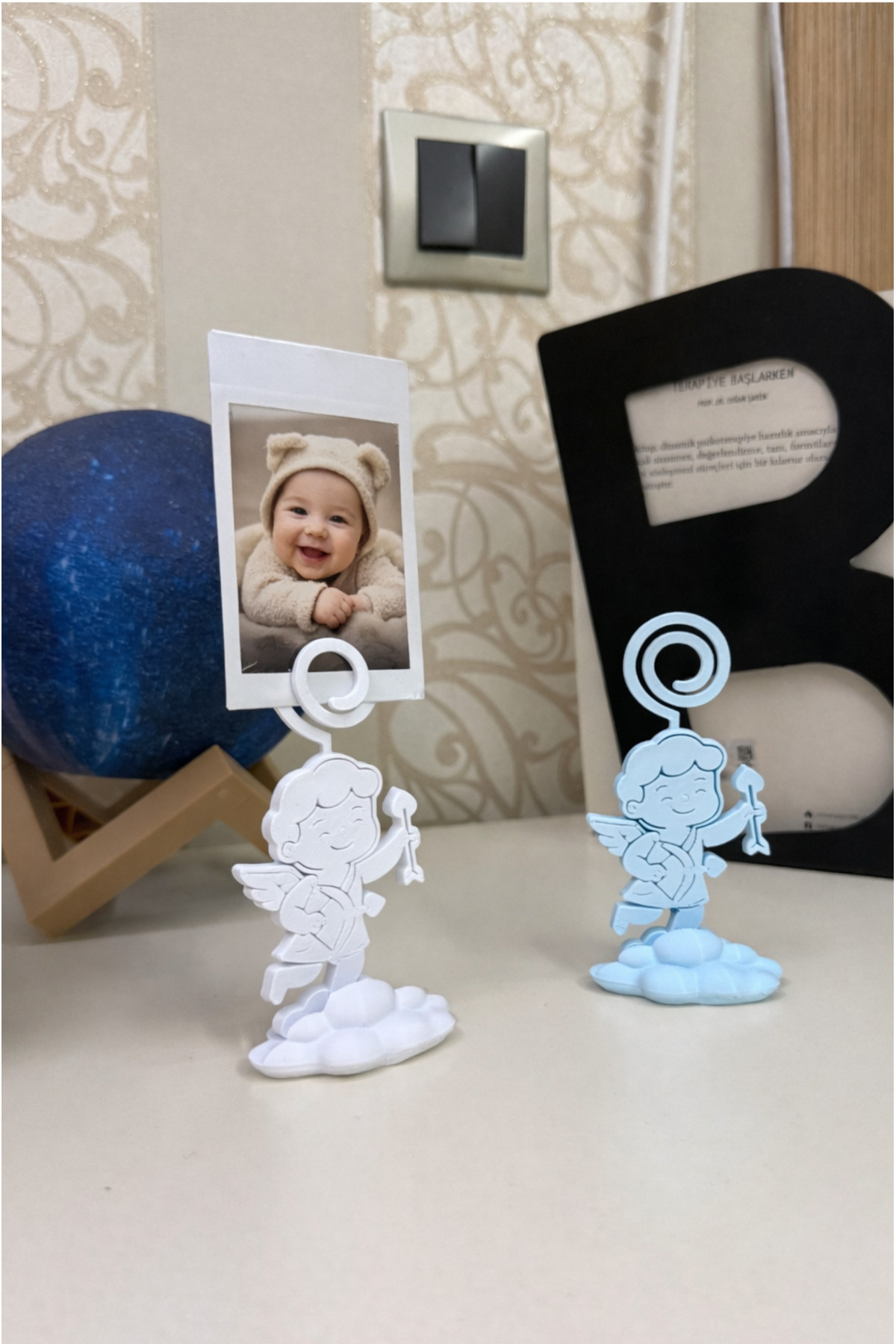 hobier 2 Adet Beyaz, Mavi Fotoğraf Tutucu, Bebek Odası, Tatlı Dekor, Hatıra, Not Tutucu fotoğrafı 3 (önizleme)