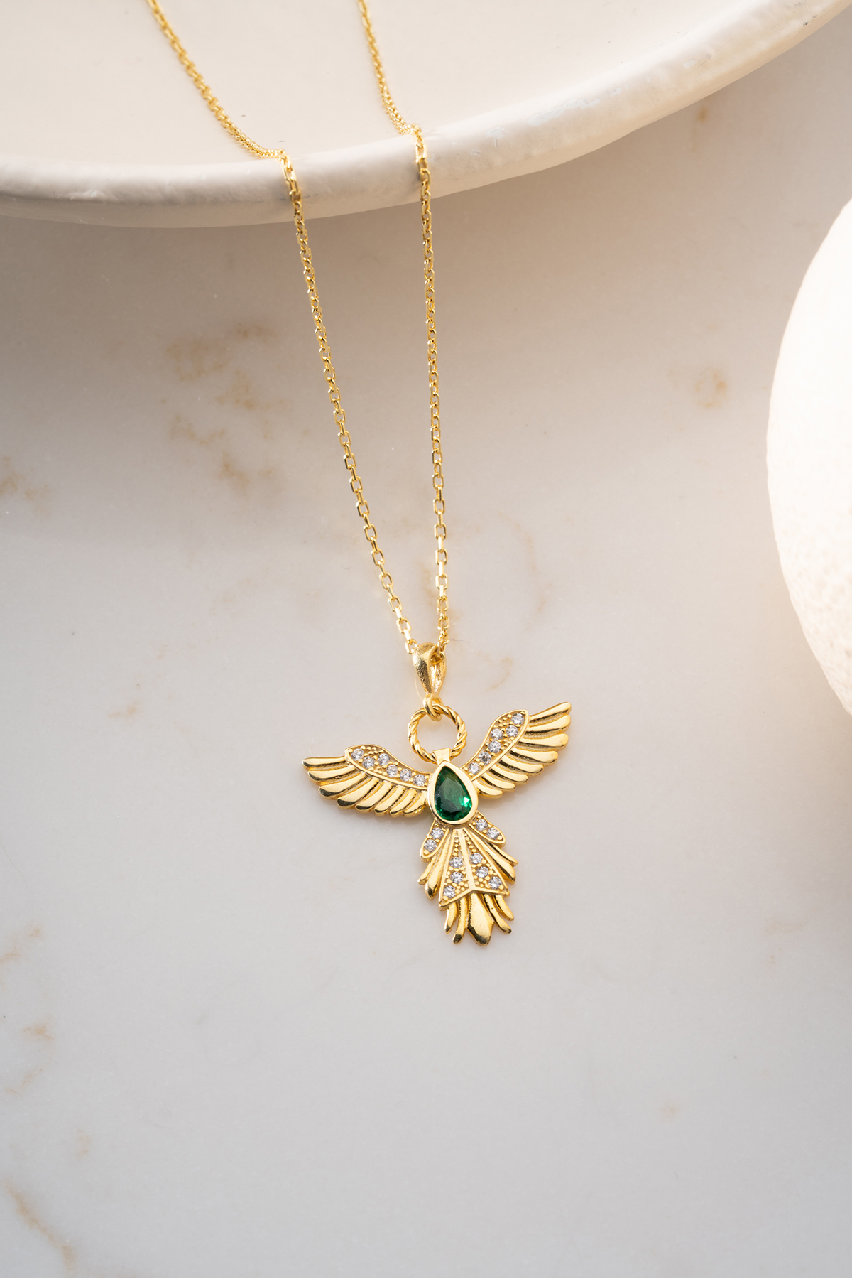 Silvano Jewelry 925 Ayar Gümüş Altın Kaplama Anka Kuşu Kolye görsel 4