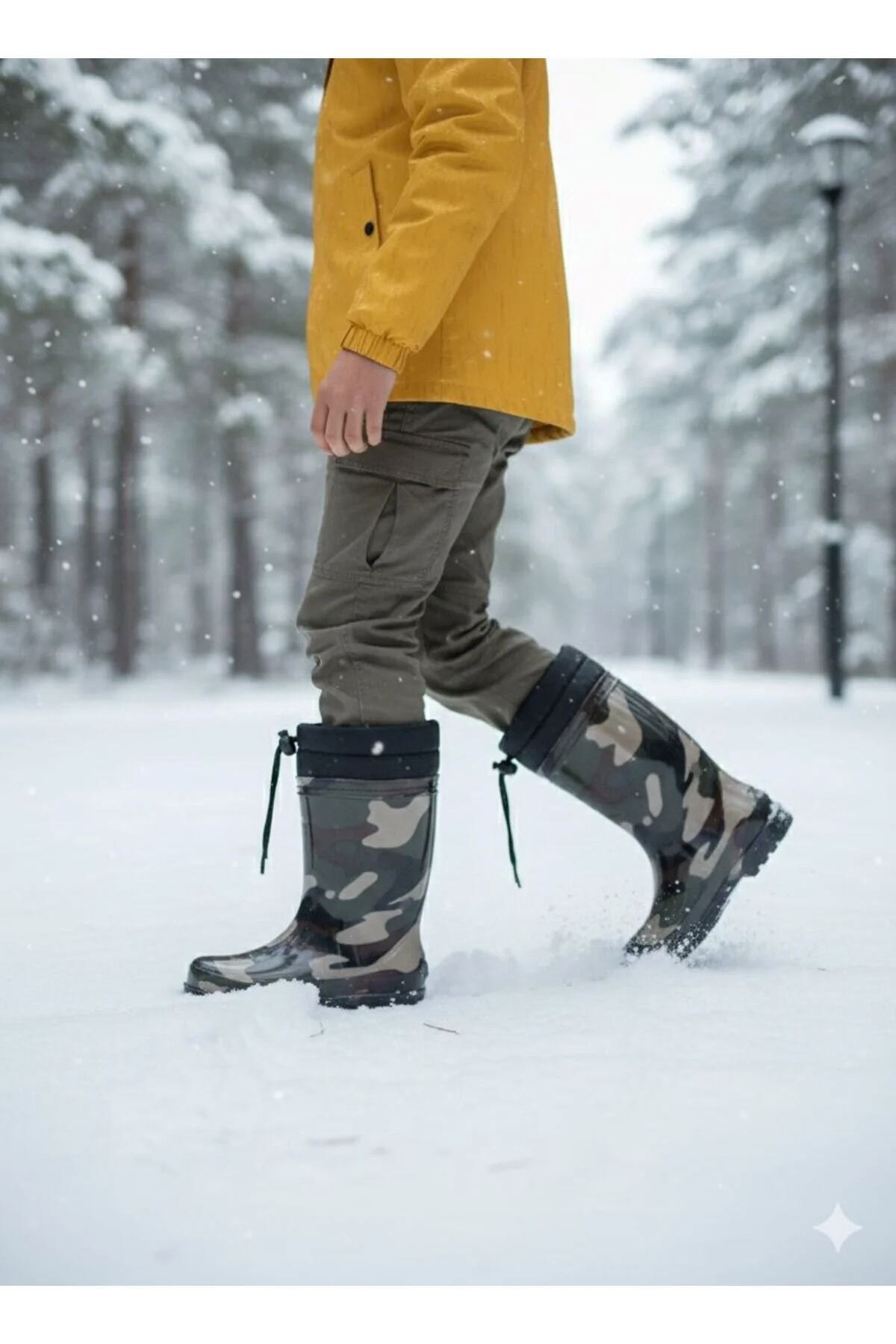 KRAL PLASTİK  Premium Su Geçirmez Yün Astarlı Yağmur ve Kar Çizmesi Kaymaz Taban - Görsel 6