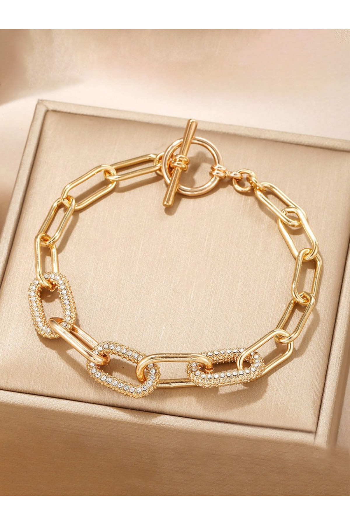 Gold rhinestone chain bracelets