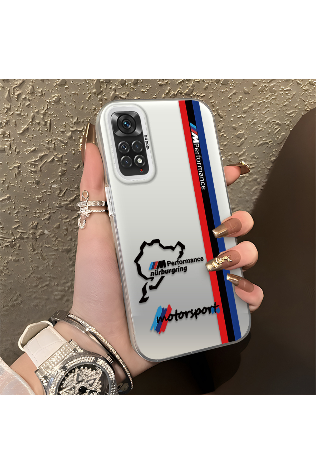 Xiaomi Redmi Note 11 Compatible BMW Patterned Silicone Edge Hard Rear Anti Fall Phone Case