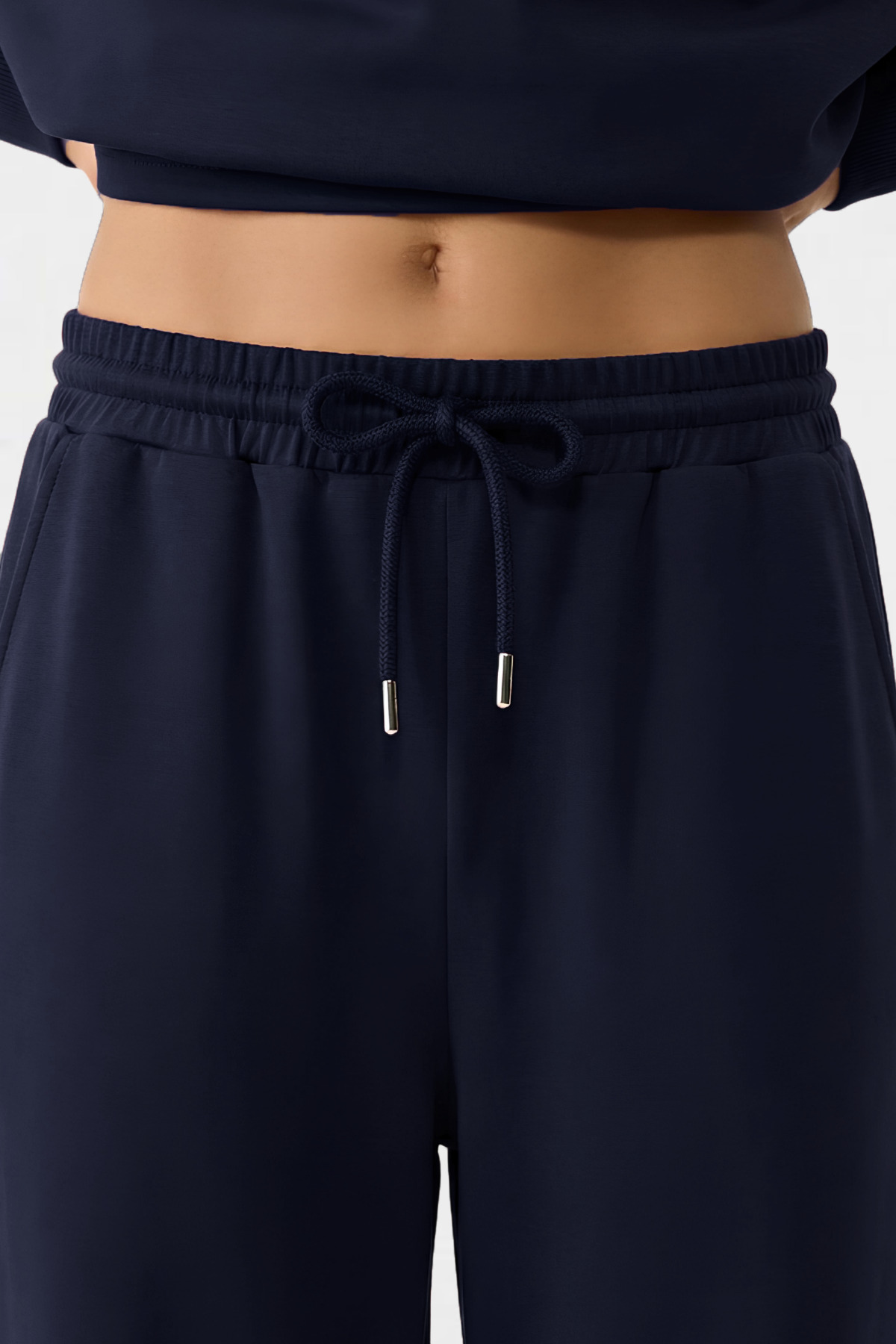 VODENS  Lacivert Yumuşak Dokulu Palazzo Pantolon - Görsel 3