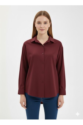 Nior Fashion pamuklu owersize basic kadın gömlek-rahat kalıp