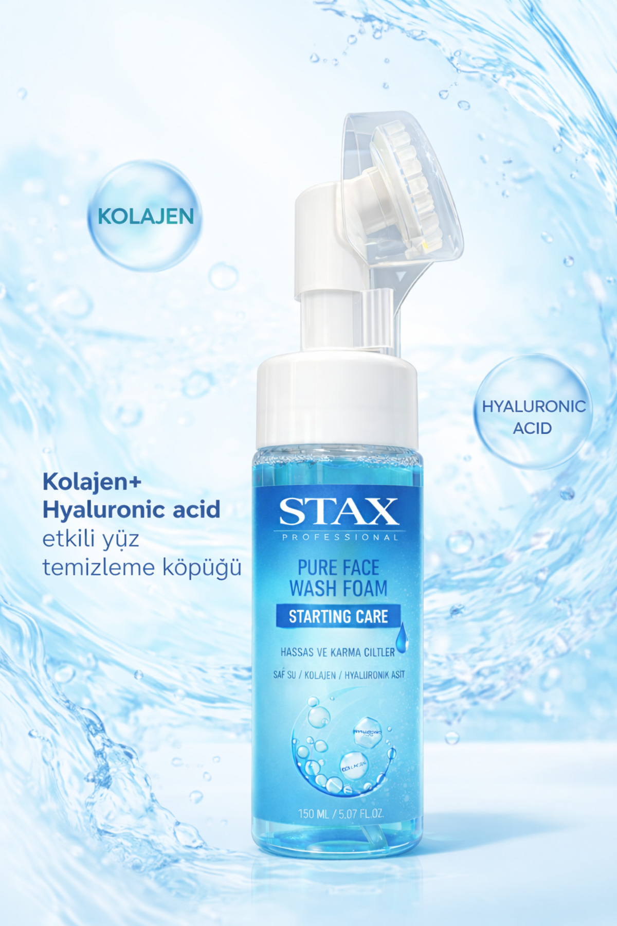 Tri Stax STAX Kolajen & Hyaluronic Asid YÜZ TEMİZLEME KÖPÜĞÜ (APARATLI) — mv