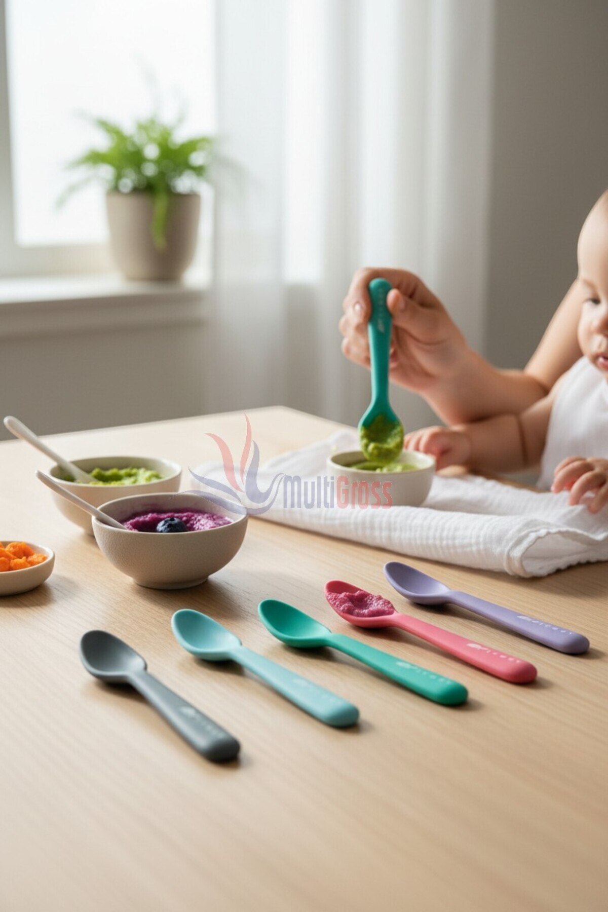 Multiamo 2'li Silikon Mama Kaşığı 15 cm %100 Silikon BPA Free fotoğrafı 5 (önizleme)