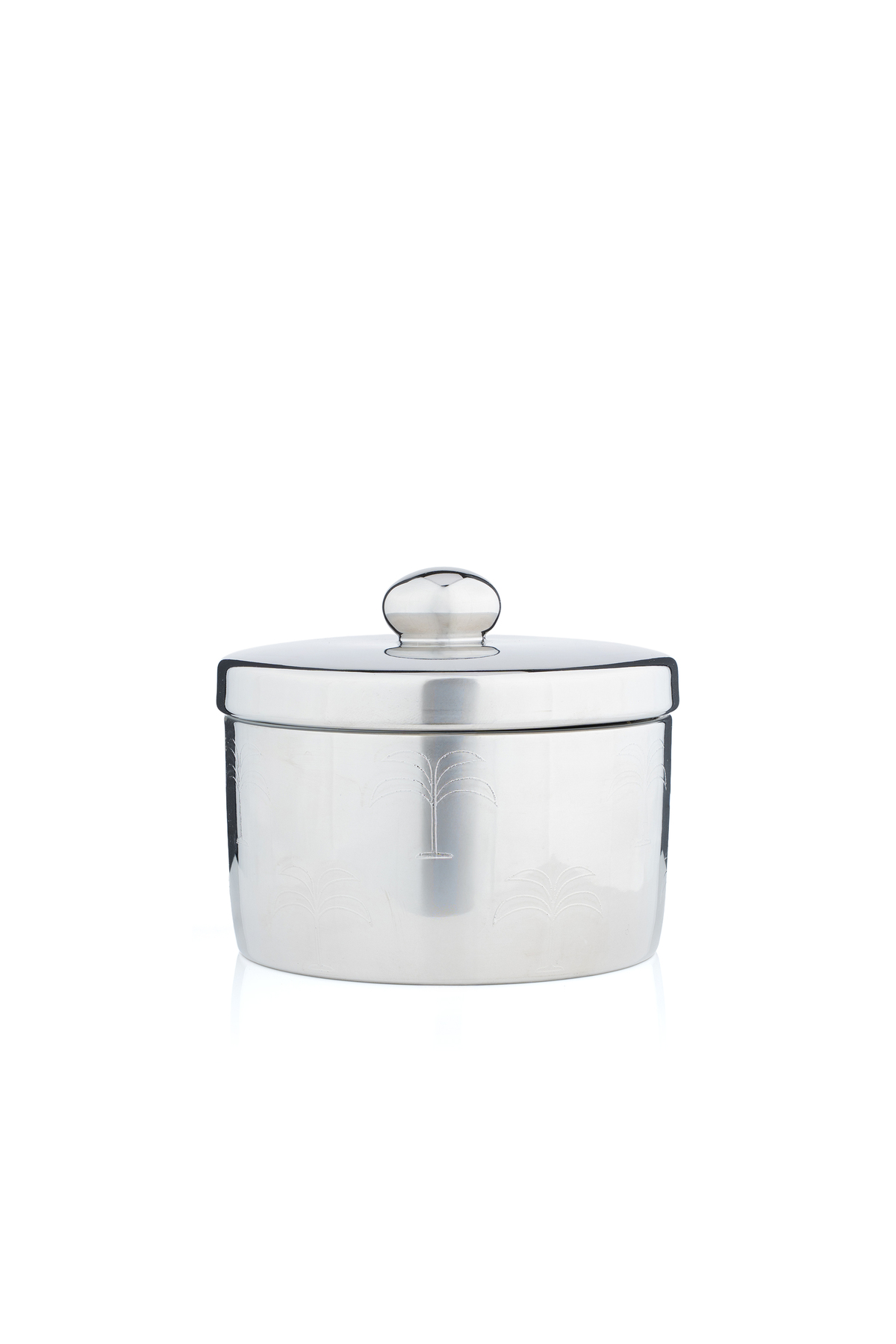 Blends Silver Date Bowl with Lid and Palm Pattern from Aseeb