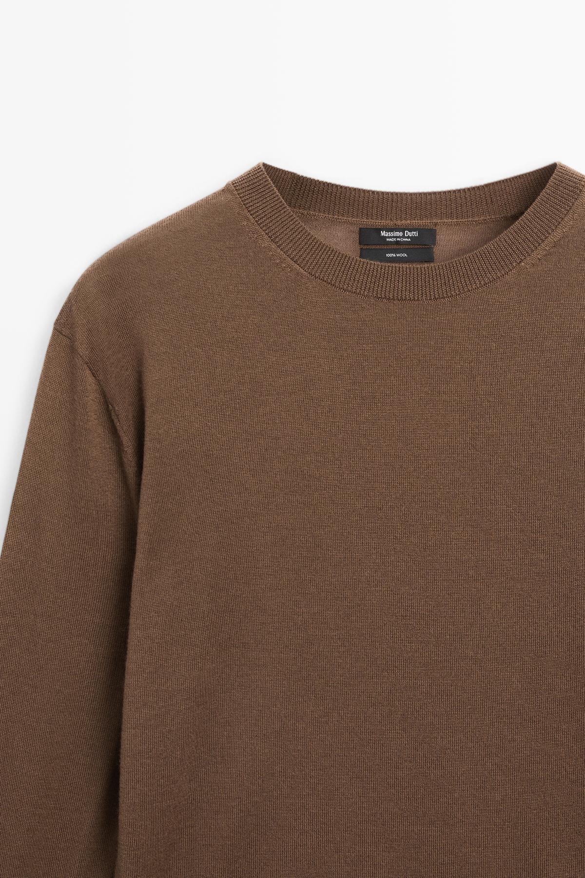 Massimo Dutti  %100 yün ince triko bisiklet yaka kazak - Görsel 6