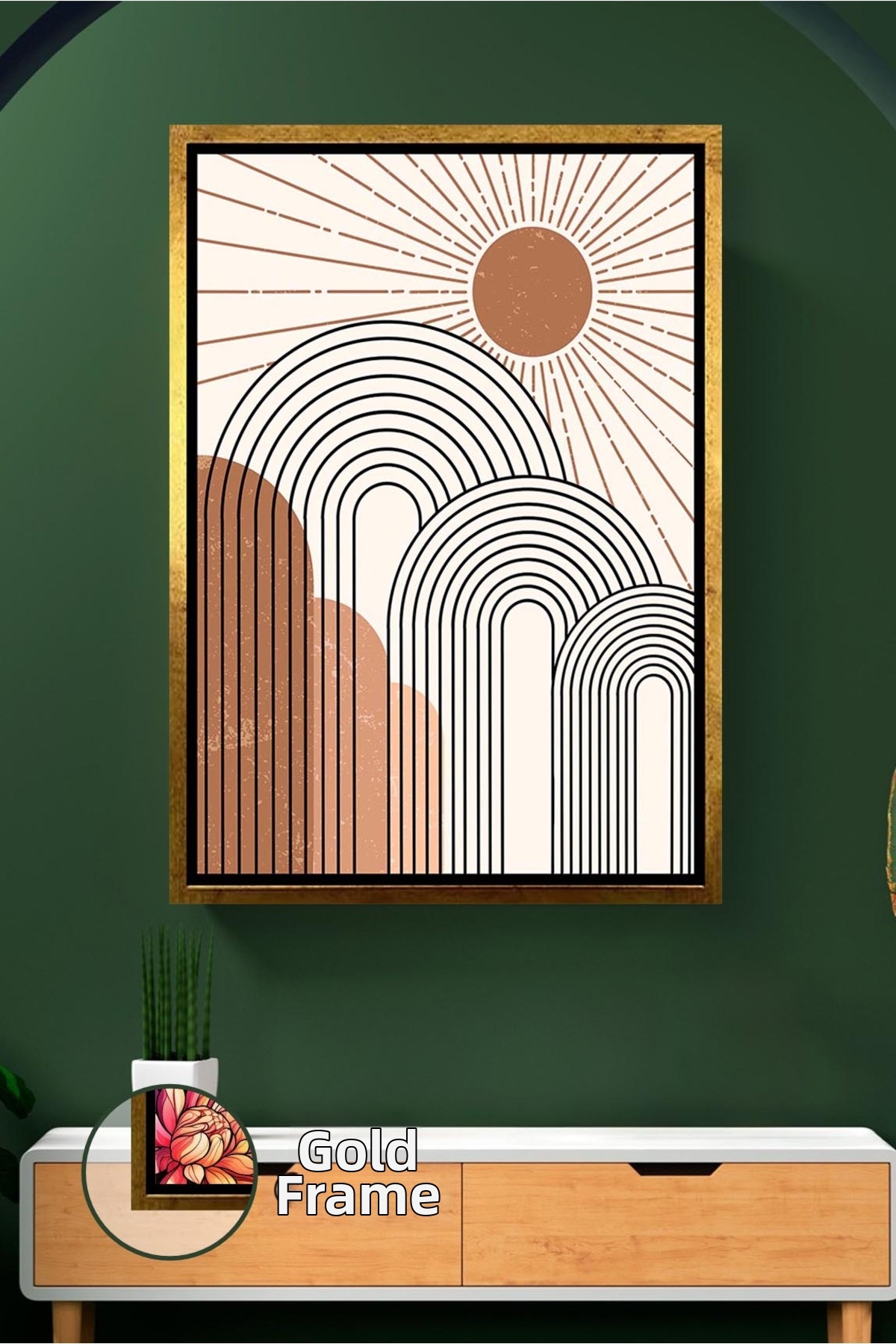 KOSS Dijital Pictură de perete cu motiv solar, model liniar, decor ...