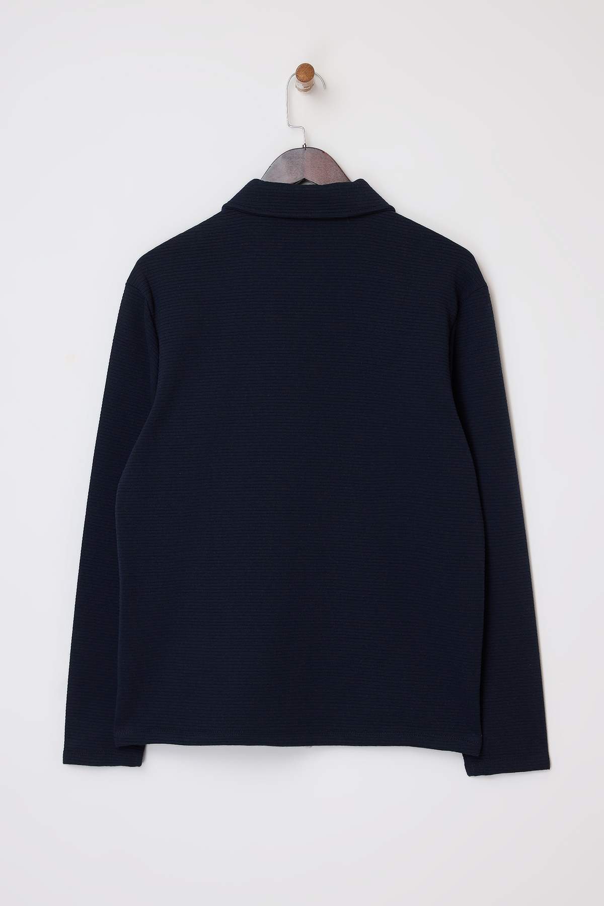 Trendyolmilla Man Lacivert Loose Fit Dokulu Fermuarlı Uzun Kol