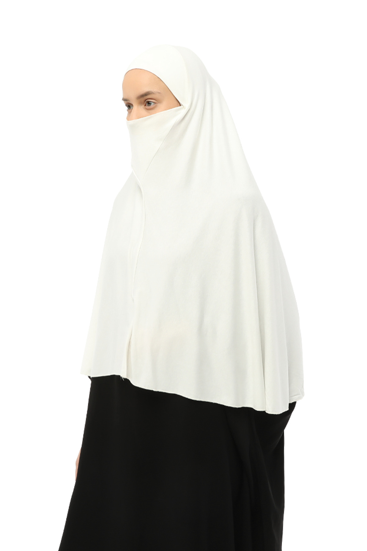 Ready Turban Veiled Practical Scarf Modest Hijab - Prayer Cover Souffle (3XL) - Ecru