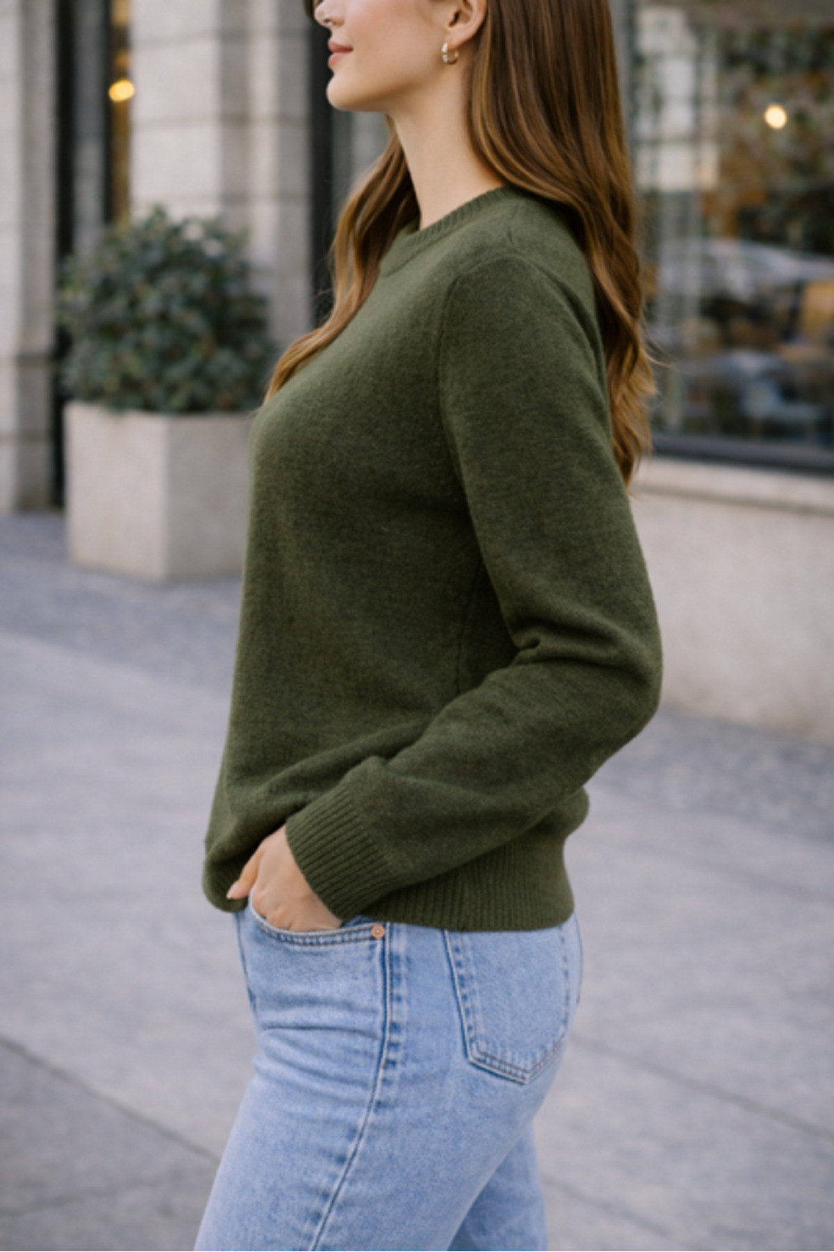 RTD&VLD  Kadın Bisiklet Yaka Yumuşak Dokulu Rahat Triko Kazak Haki - Görsel 2