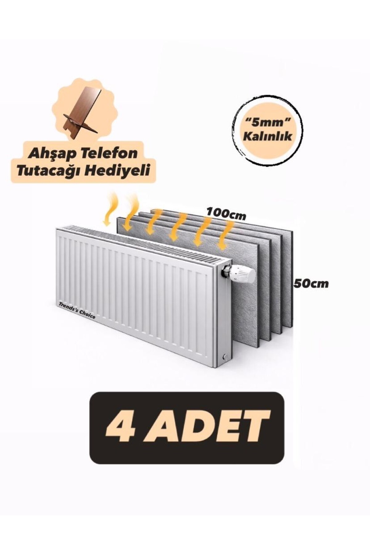 Ankaflex 4 Adet Petek Arkası Isı Yalıtım Levhası Alüminyum Folyo 4 Radyatör A...