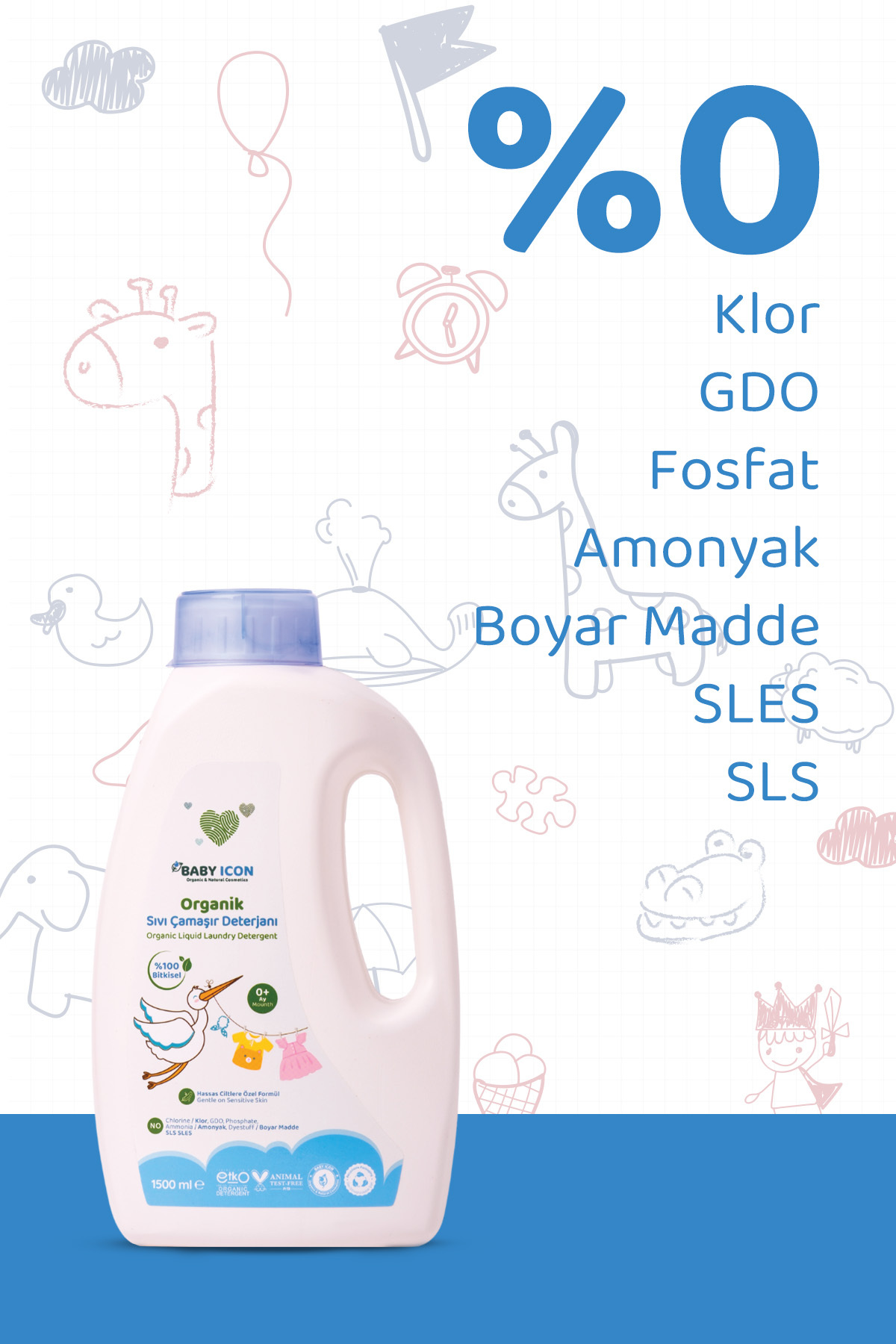 Baby İcon %100 Doğal Organik Vegan Bebekler ve Anneler İçin Sıvı Çamaşır Deterjanı 1500 ML Termal Su Katkılı fotoğrafı 7 (önizleme)