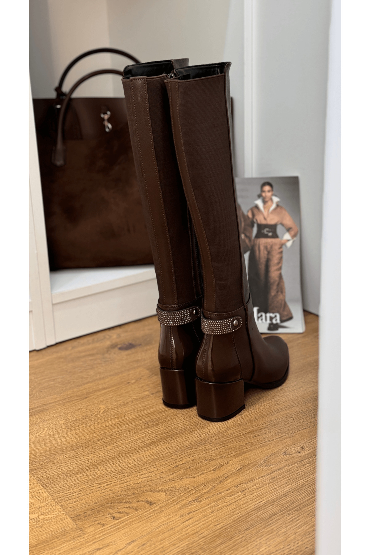 Stil Durağı  BARNEY MODEL 5 CM TOPUKLU SİHİRLİ ÇİZME KAHVE - Görsel 3