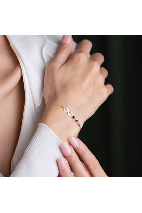 Goldstation 14 Ayar Altın Bileklik Sonsuzluk Detaylı