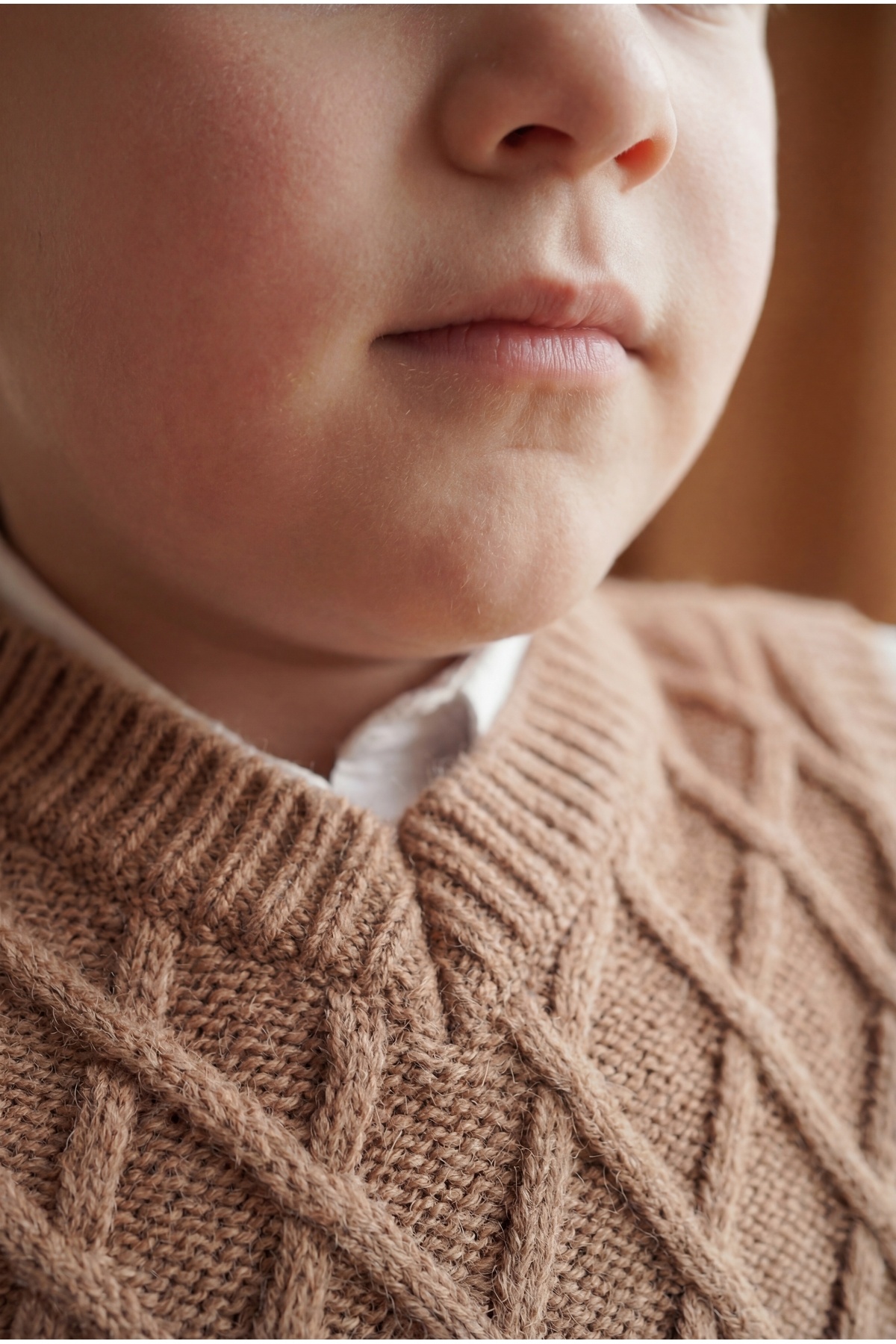 Babily Erkek Bebek Triko Süveter V Yaka Baklava Desenli Örgü fotoğrafı 3 (önizleme)