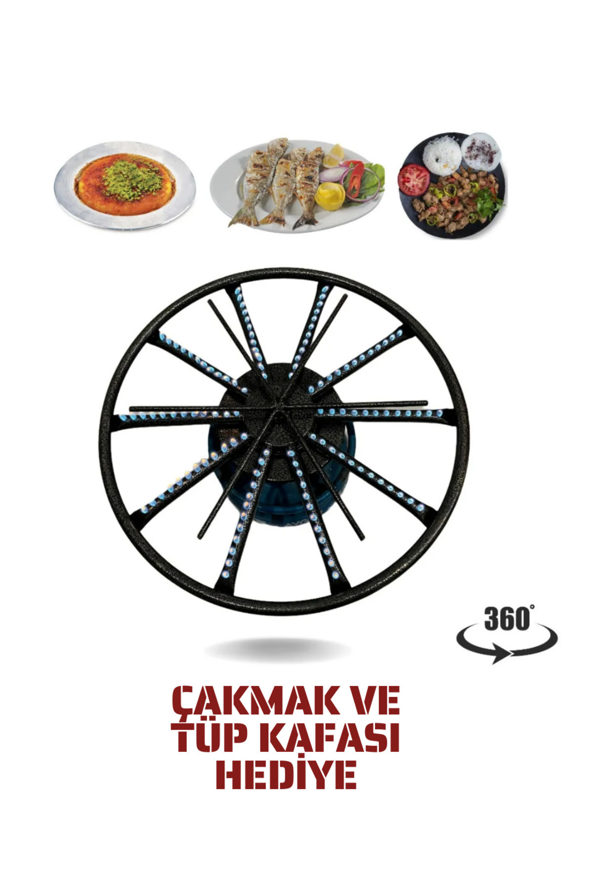 Vakia Sülale Boy Döner Başlıklı 45 Cm Künefe Su Böreği Kadayıf Balık Katmer Pişirme Ocağı