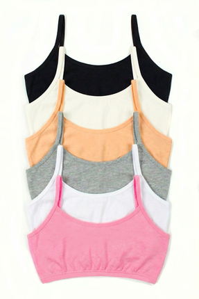 Öts Kız Çocuk Büstiyer 6'lı Pedsiz İp Askılı (%96 Pamuk - %4 Elastan)