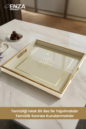 Enza Narin Çay Kahve Kahvaltılık Ve Sunum Tepsisi 36 CM