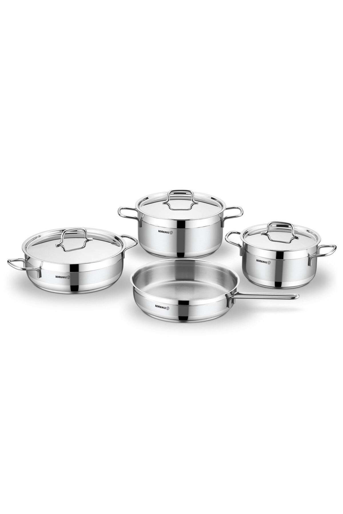 KORKMAZ طقم أواني طهي من الفولاذ المقاوم للصدأ من ألفا. يتكون من 7 قطع. / A1954