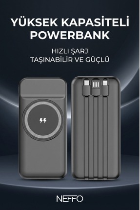 NEFFO 10000mAh MagSafe 15W Kablosuz ve 22.5W Hızlı Kablolu Şarj Destekli Many...
