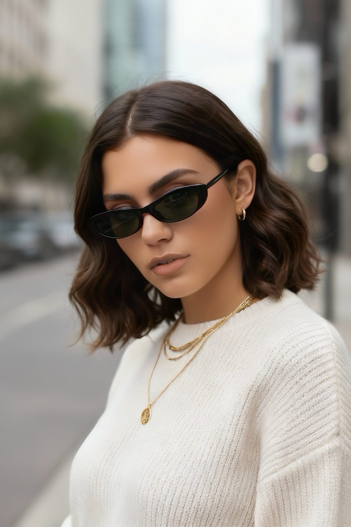 Eyesofia Laurent Slim Tasarım Ince Uv400 Unisex Siyah Yeşil Güneş Gözlüğü görsel 4