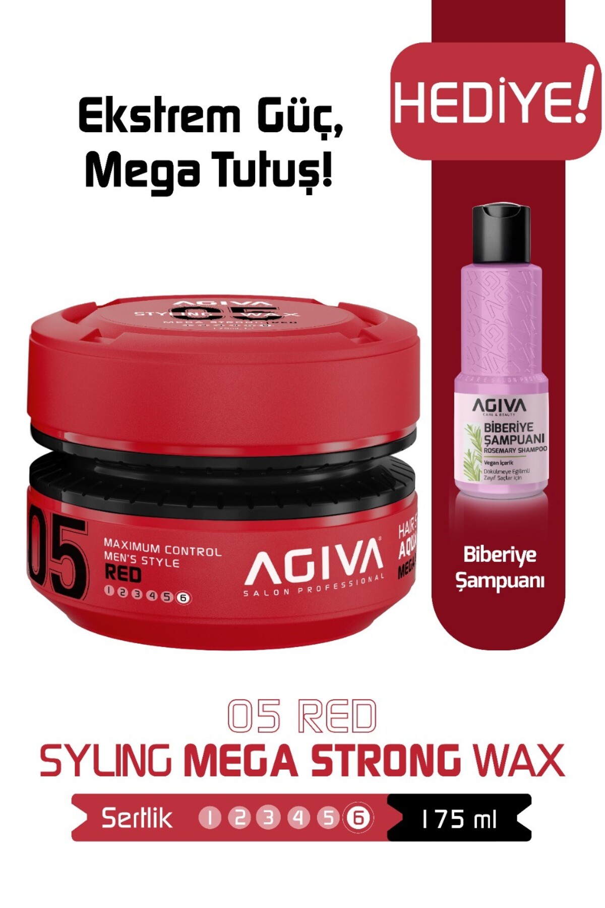 Agiva Red Mega Güçlü Tutuş ve Islak Görünüm Sağlayan Wax - 175ML