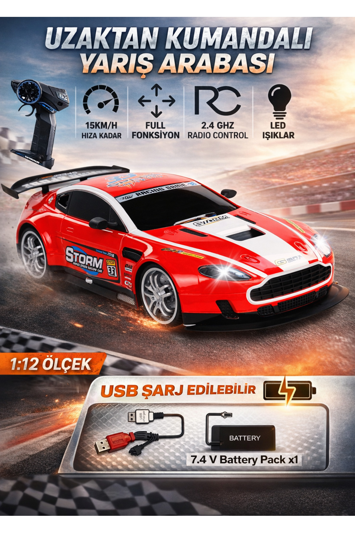 カヨ kosetoys Uzaktan Kumandalı Araba Yarış Rally Full Fonksiyon Şarj