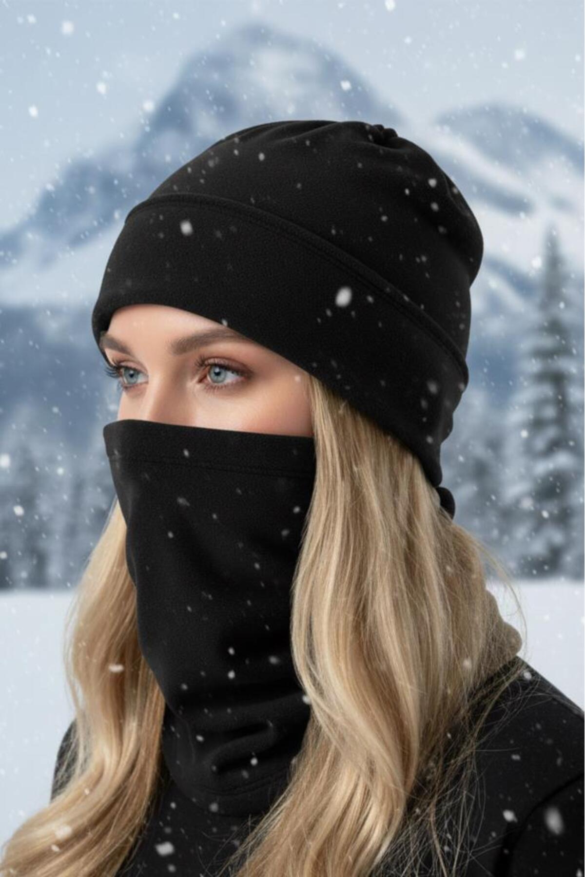 SINGLE SWORD 2 li set Unisex Kışlık Polar Boyunluk & Bere Olan Çok Amaçlı Soğuk Hava Korumasıı 0//Sİ
