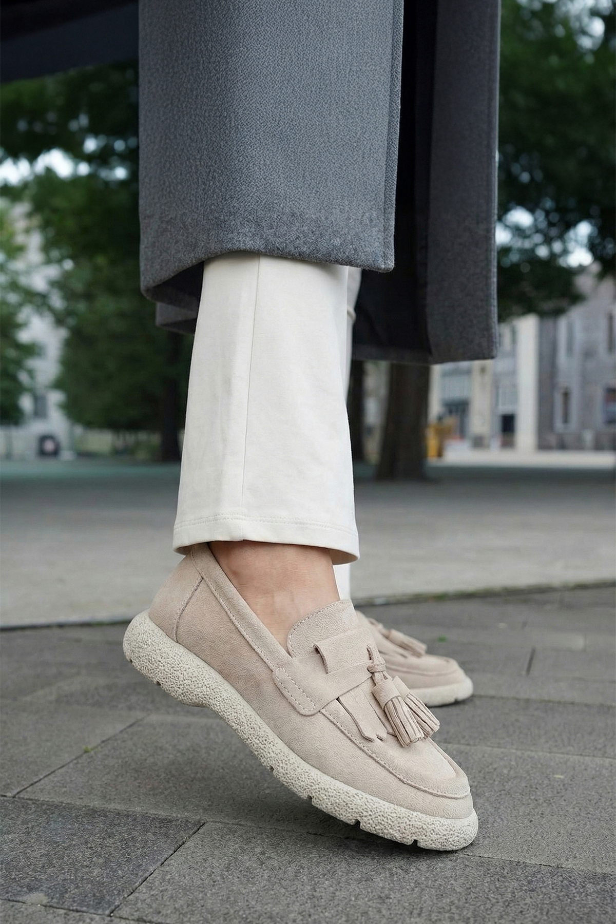 Marjin  Kadın Hakiki Deri Loafer Günlük Ayakkabı Suma Bej Süet - Görsel 4