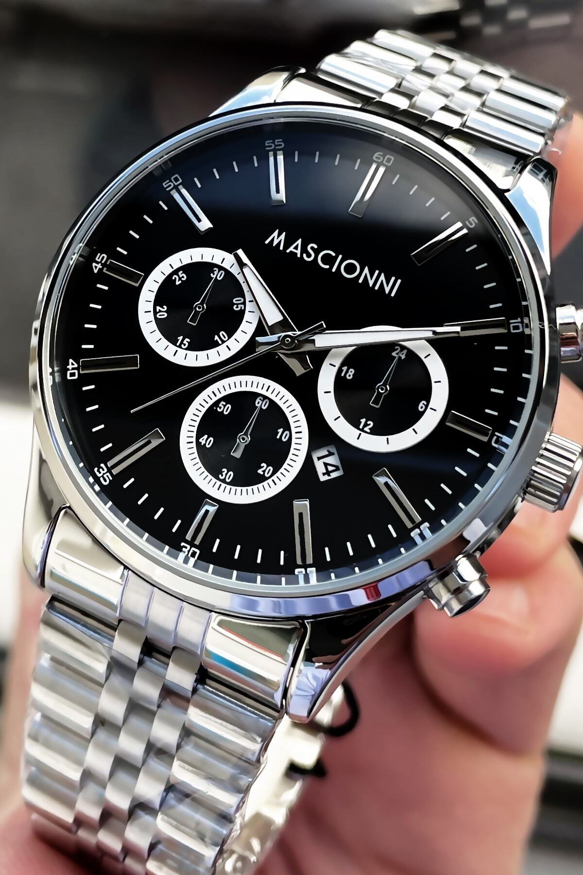 ساعت مچی مردانه (قطر) ۳ اتمسفر ضدآب، بند سیم‌فلزی نقره‌ای‌رنگ + سنگ طبیعی