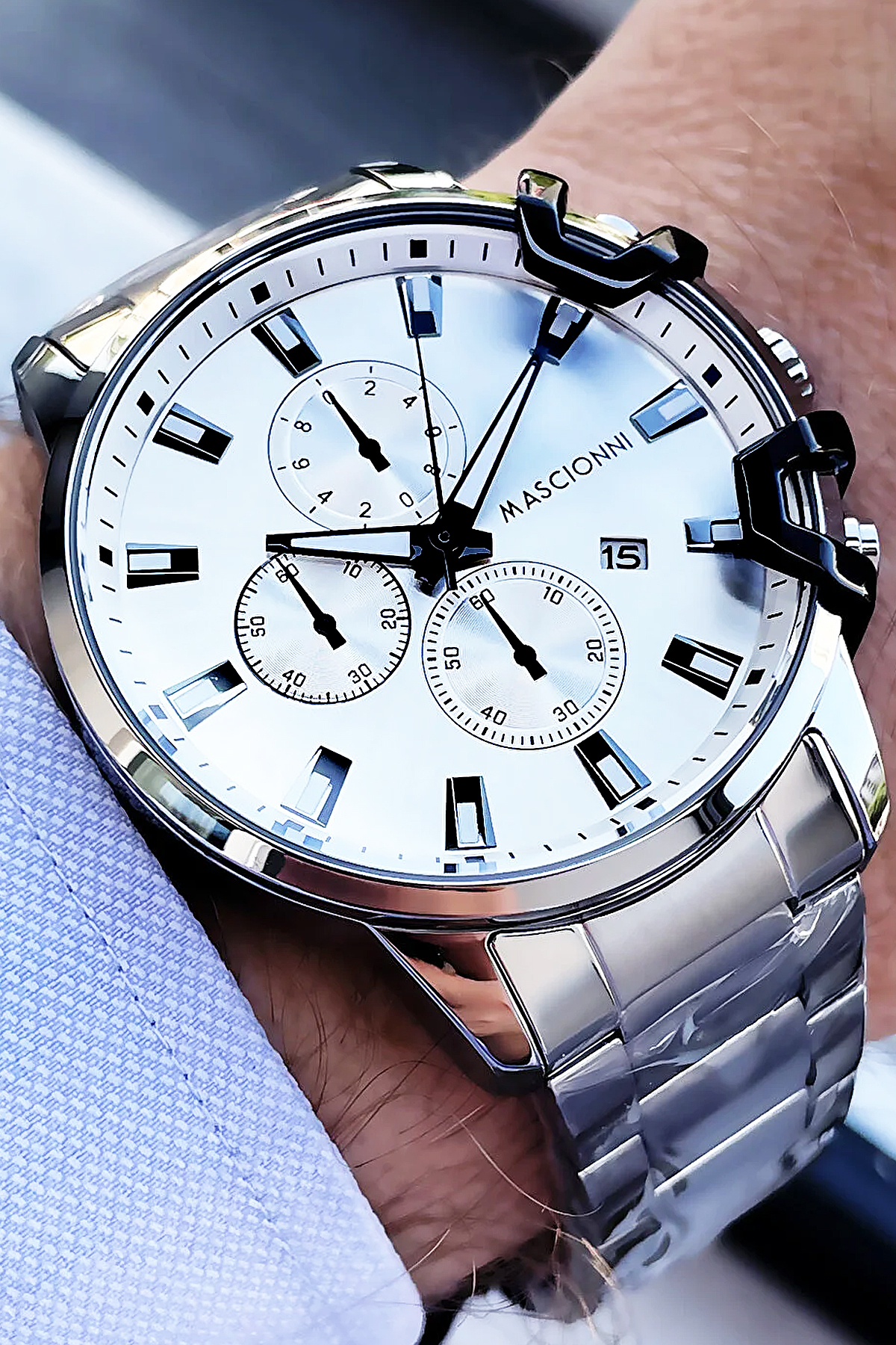 Men Wrist Watch 3 Atm Waterproof Silver Color Steel Band DKH4622C8