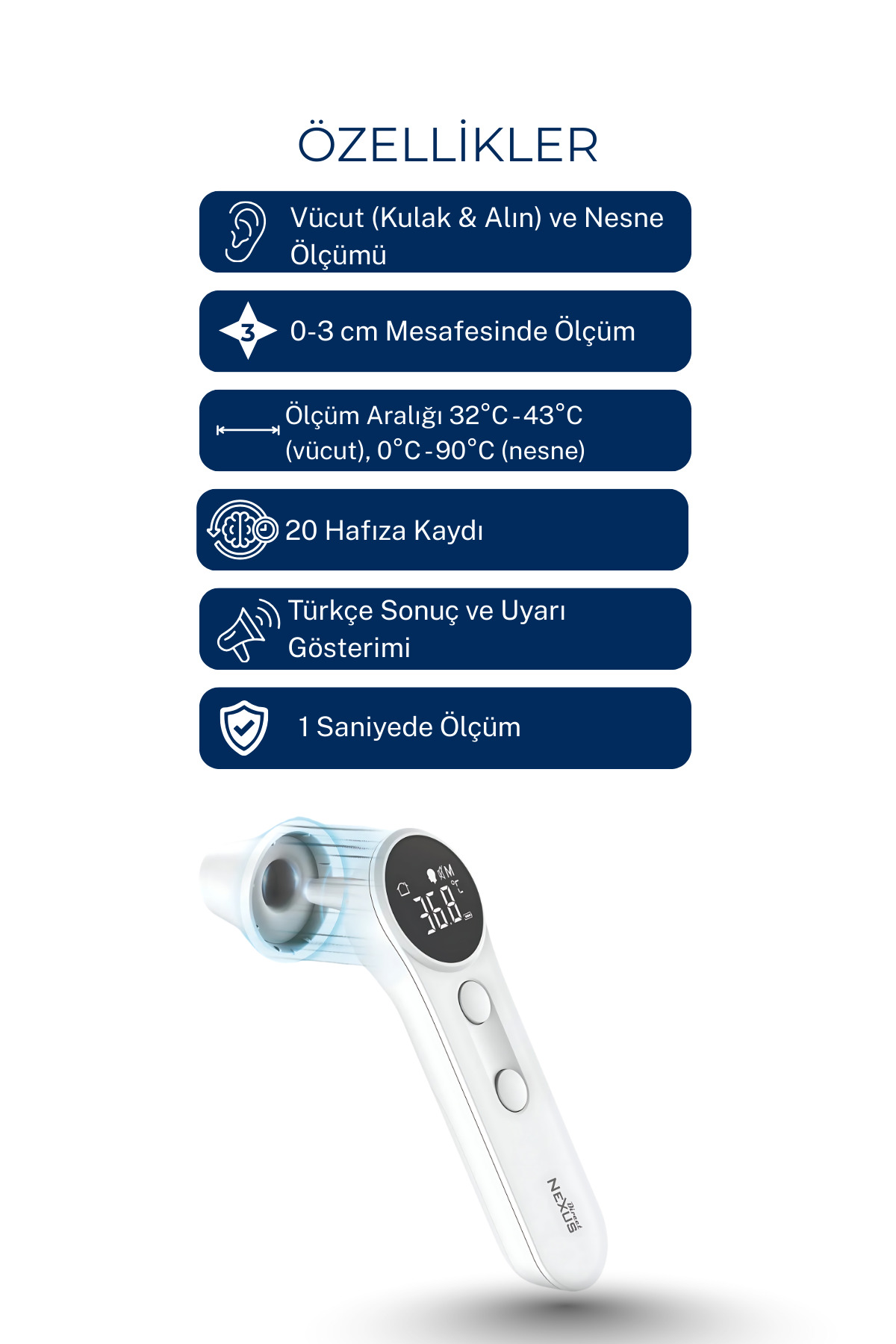 Direct NEXUS Dual Kulaktan & Alından Ateş Ölçer fotoğrafı 2 (önizleme)