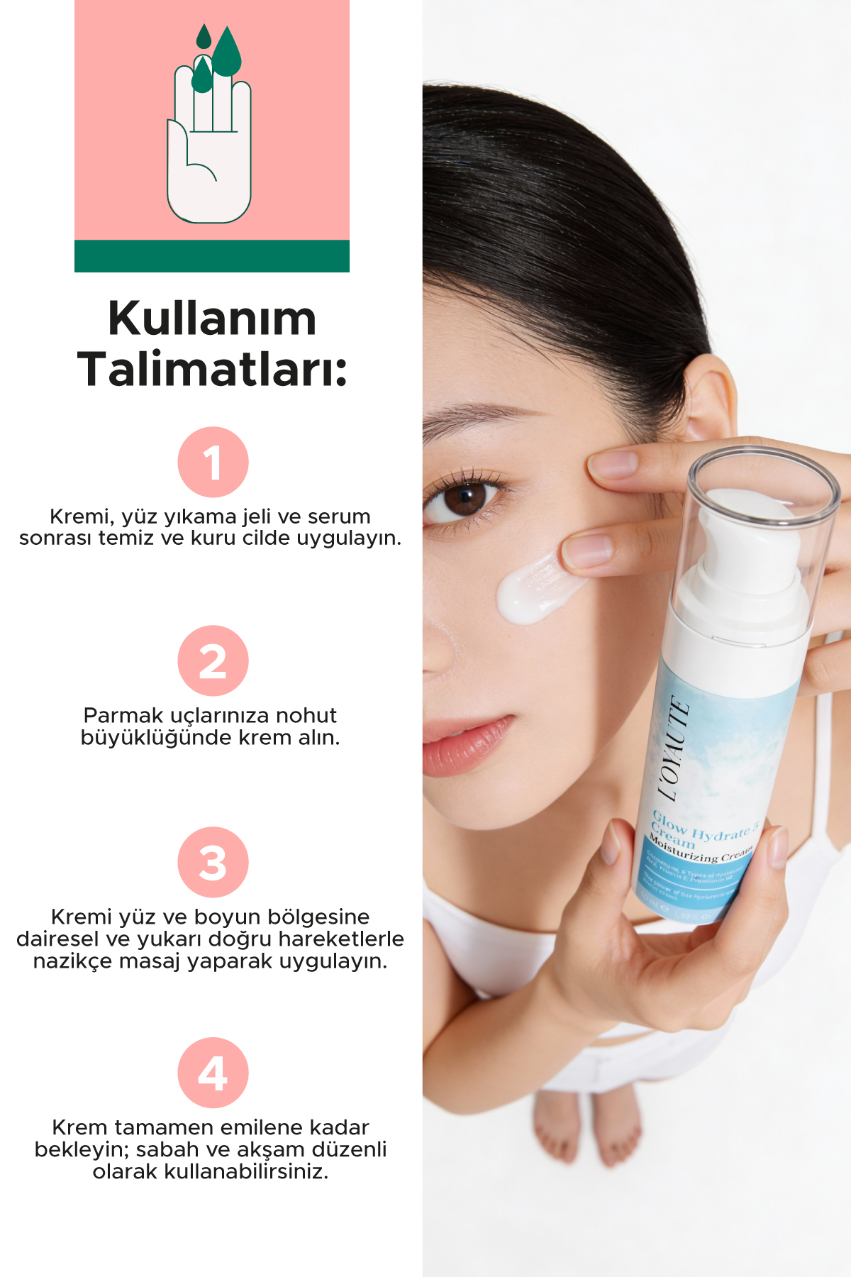 5 farklı Hyaluronik Asit İçeren Nemlendirici Krem Glow Hydrate 5 Moisturizing Cream 50 ml — GHC2501 — تصویر 2 از 8