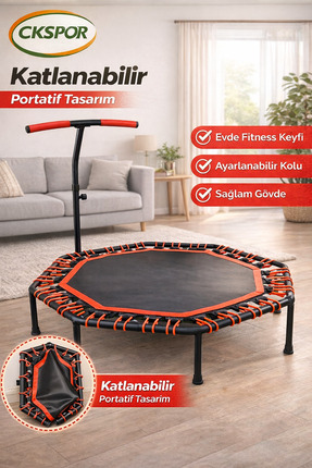 CKSpor Tutunmalı Katlanabilir Step Trambolin Sekizgen Ev Tipi Fitness Zıplama...
