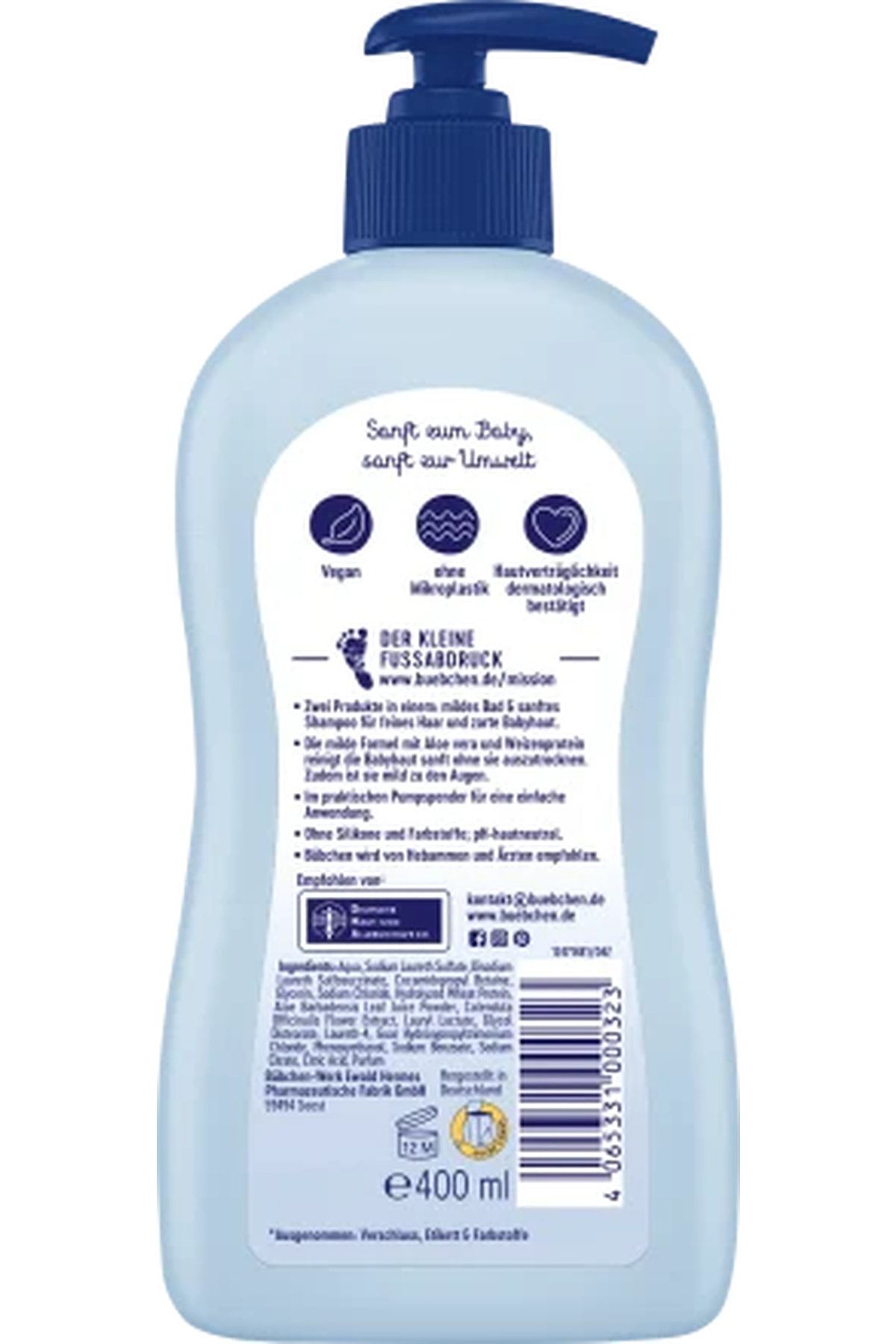 Bübchen Bad&shampoo - Bebek Şampuan Ve Duş Jeli 2'si Bir Arada 400 Ml fotoğrafı 2 (önizleme)