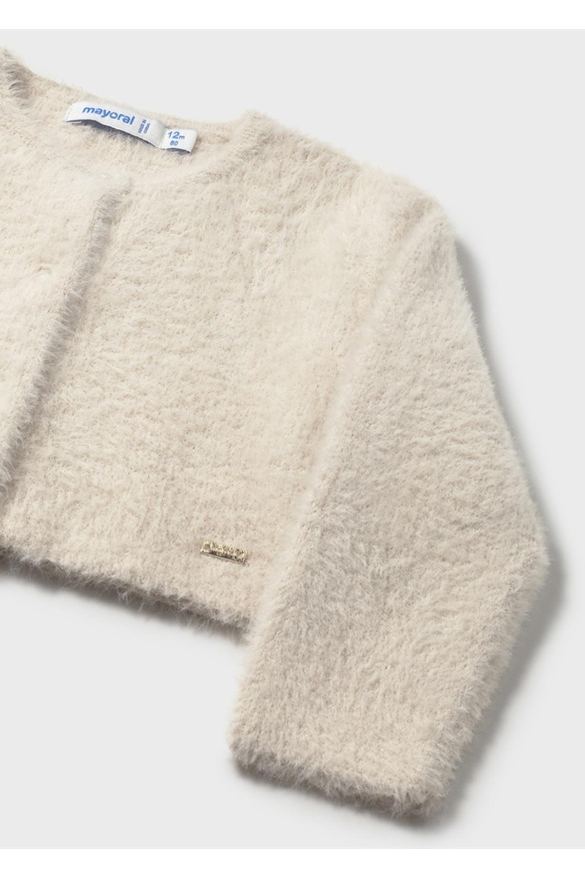 Mayoral 1-4 Yaş Kız Çocuk Tüylü Düğmeli Uzun Kollu Hırka Bej fotoğrafı 3 (önizleme)