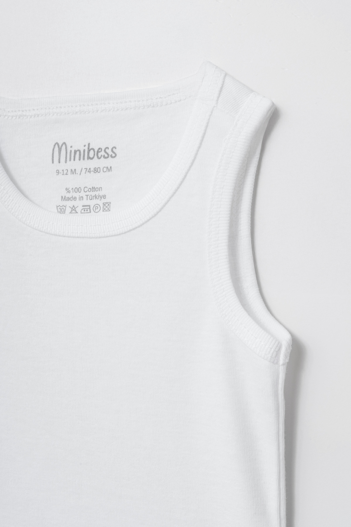 Minibess %100 Pamuk 5 li Beyaz Atlet Çıtçıtlı Bebek Body fotoğrafı 2 (önizleme)