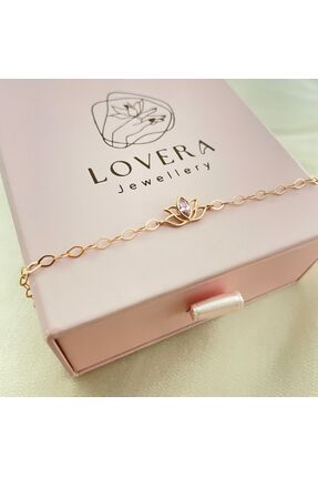 Lovera Jewellery 925 Ayar Gümüş Rose Pembe Taşlı Lotus Çiçeği Kadın Bileklik ...