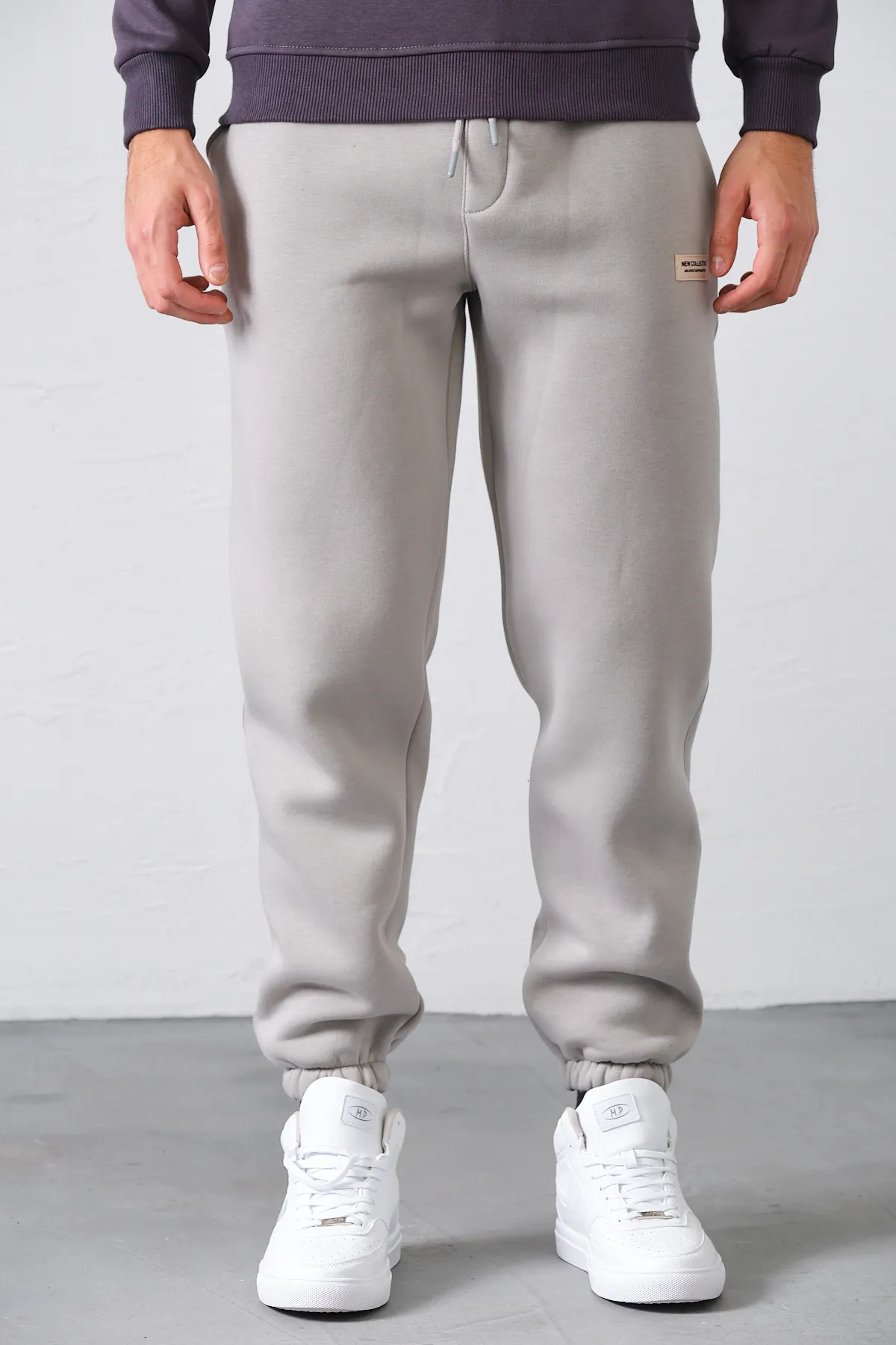 aziso  Erkek Gri Eşofman Altı 3 Iplik Şardonlu Kumaş - Görsel 5