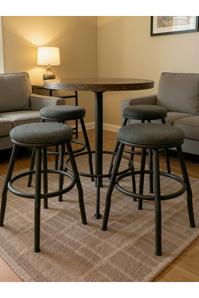 ELSETA Puffy Kumaş Metal Tabure - 1 Adet - 45 cm