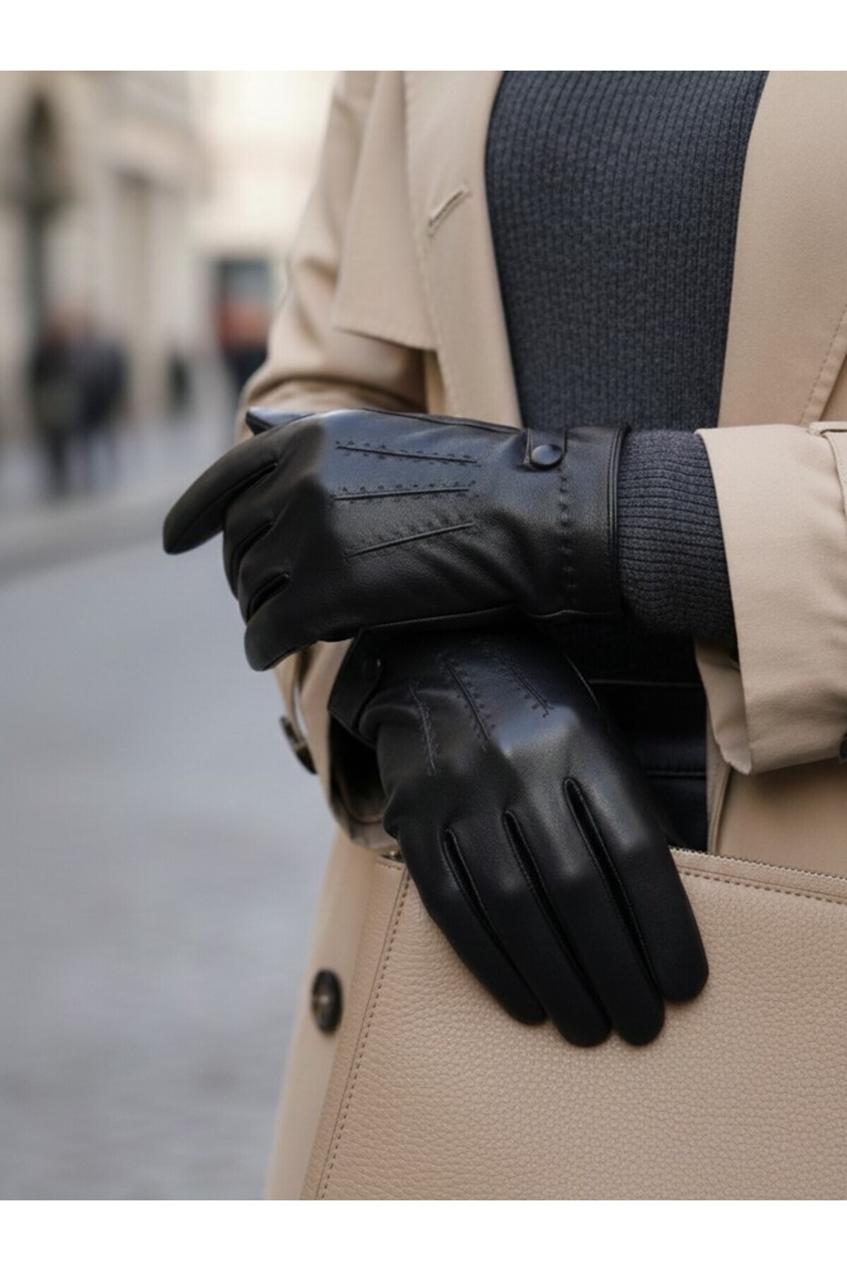 Özyıldırım Çarşı Pazar  Kadın Suni Deri Eldiven+İçi kürklü+Soğuğa Dirençli+Şık tasarım - Görsel 7