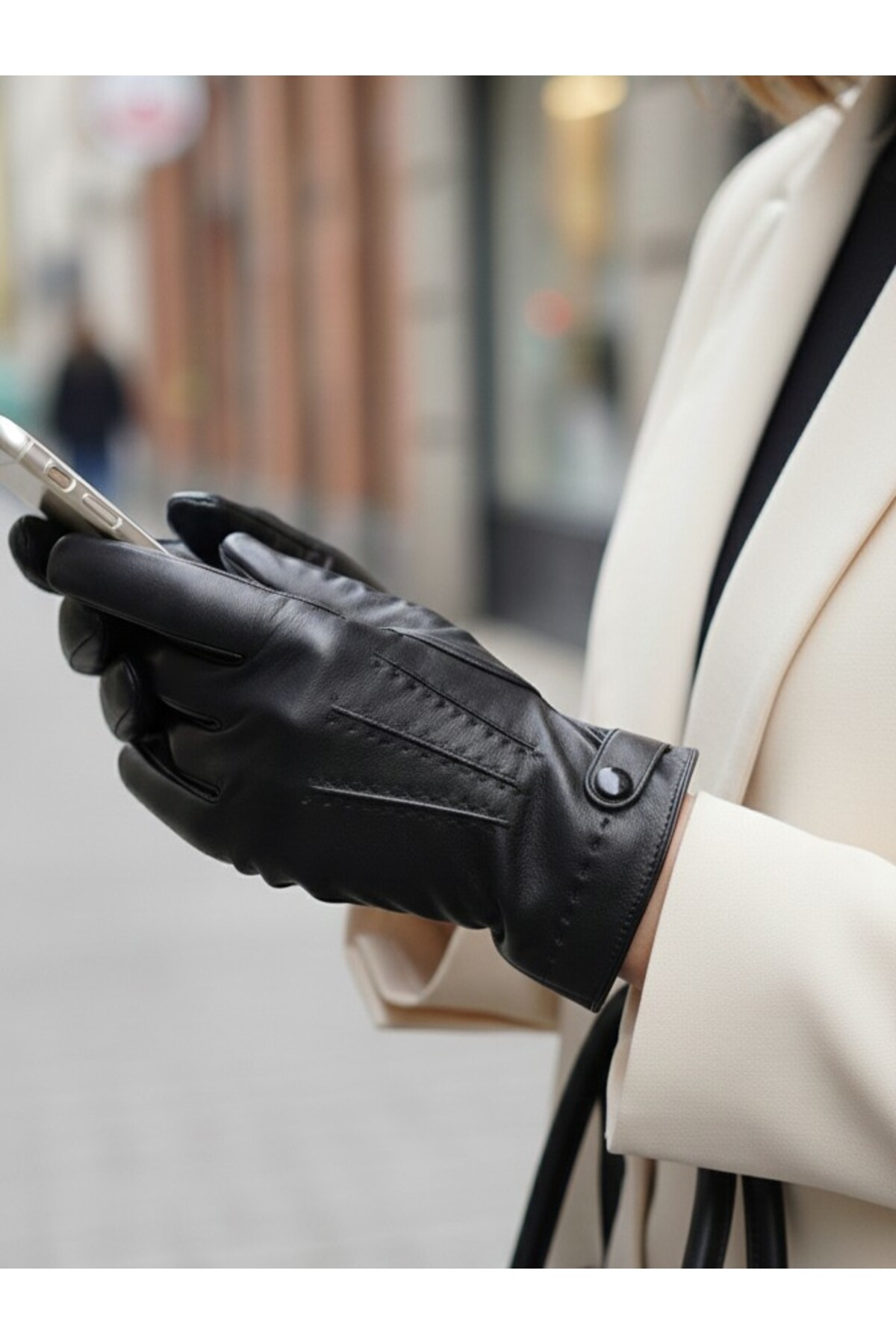 Özyıldırım Çarşı Pazar  Kadın Suni Deri Eldiven+İçi kürklü+Soğuğa Dirençli+Şık tasarım - Görsel 6